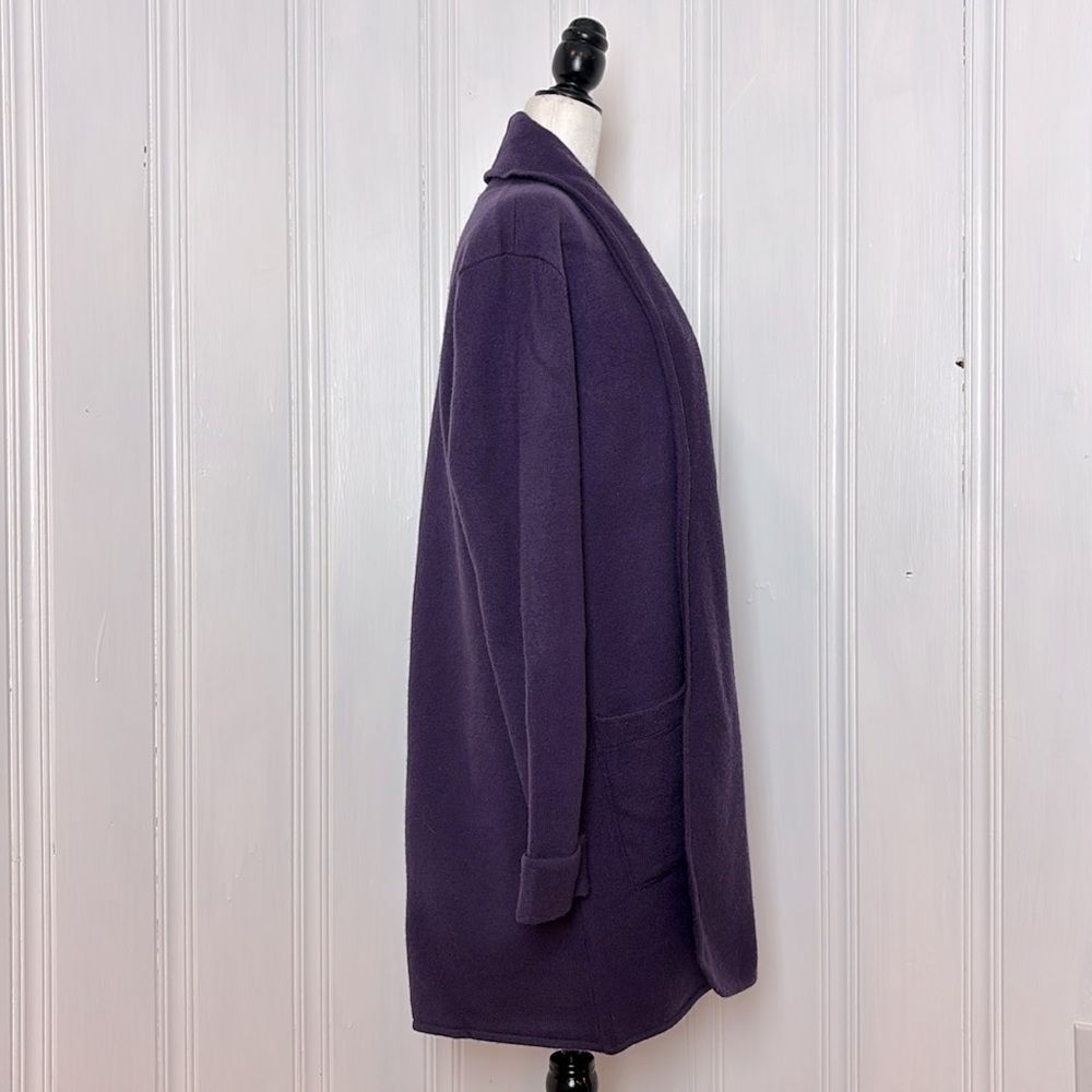 WORTH Vintage Long Cardigan Vest in Aubergine Purple – Size Small - Picture 2 of 8